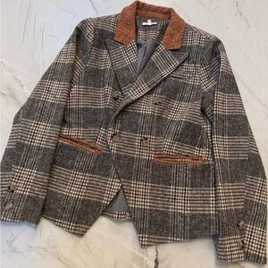 Mystree Double Breasted Plaid Blazer